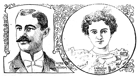 This lithograph of Alfred and Carrie Freedheim appeared in the April 30, 1899 edition of the Herald Democrat newspaper.