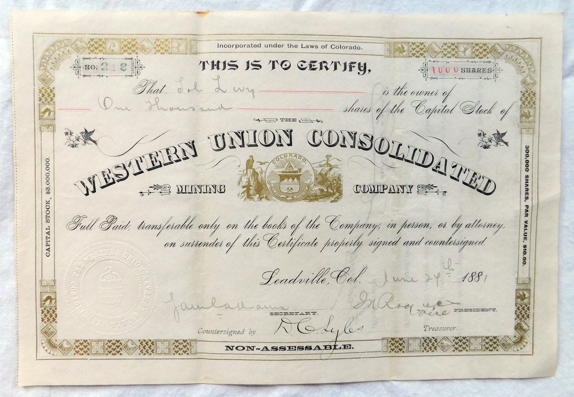 Stock Certificate