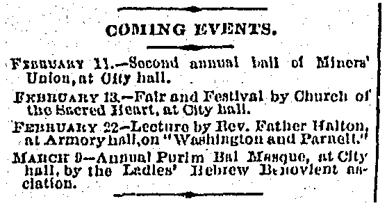 Leadville Evening Chronicle. Tuesday, January 26, 1886.