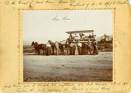 Cabinet card photo of the group headed to the Kosher Picnic near Twin Lakes (south of Leadville) on July 28, 1895.