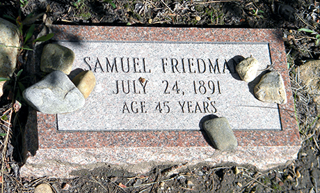 Modern grave marker for Samuel Friedman in the Hebrew Cemetery, Leadville, Colorado.