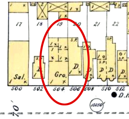 Solomon worked at 504 and lived at 506 East 6th Street in the mid-1890s. 