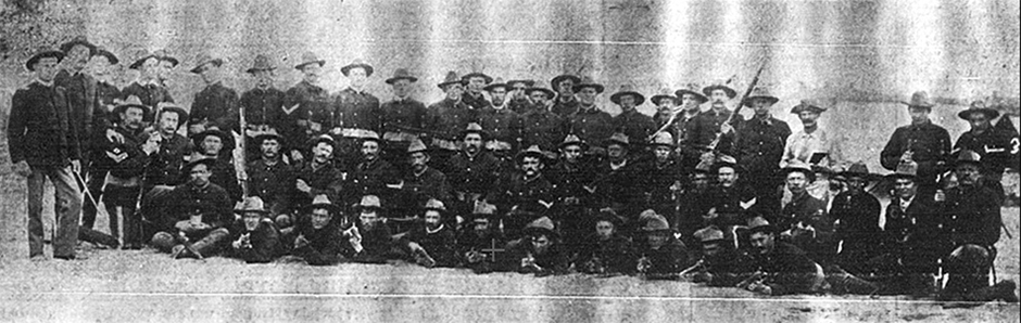 Company F, 1st Colorado Infantry shortly before or after they returned to Leadville in the early autumn of 1899. 