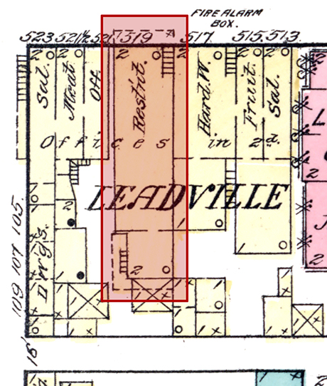 Siegel, Kern, & Company was located at 519 Harrison Avenue, as highlighted in the above 1883 Sanborn Fire Insurance Map for Leadville.