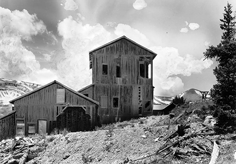 Remains of the mill near Leavick which serviced the Hill Top and Last Chance mines. Photograph taken between 1940 and 1950.
