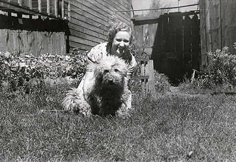 Sally with the family dog, Patters.