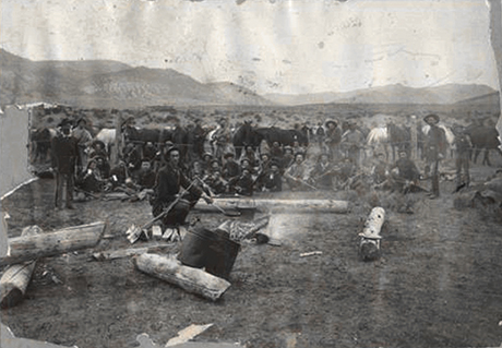 Colorado militia in camp near Rangely, Garfield County during the 1887 Colorow War.