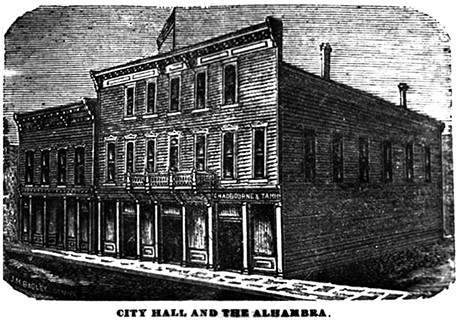 City Hall at 132-134 East 6th Street around 1880.