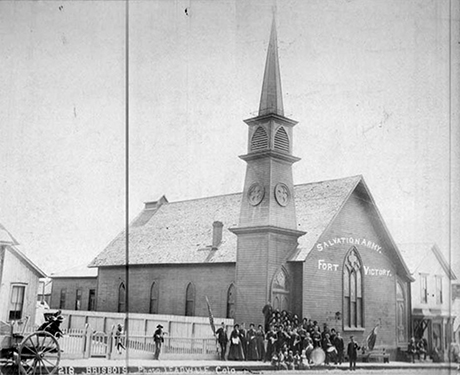 The Presbyterian church building around 1892 shortly before it was acquired by the Knesseth Israel Congregation.