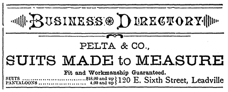 Business Directory listing for Pelta & Company in The Herald Democrat on September 14, 1895.