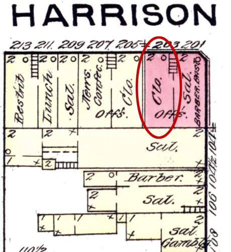 The store of Poznanski & Cohen at 203 Harrison Avenue where Meyer worked in 1880.