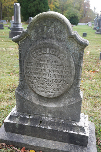 Felicia Stern’s headstone in the Saint Hippolyte Church Cemetery at Frenchtown, Pennsylvania.