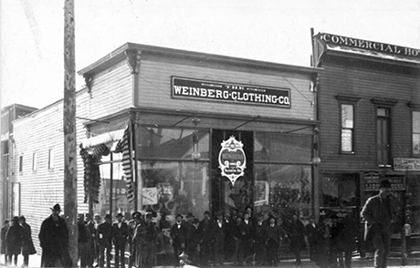 Photograph showing The Weinberg Clothing Company in Cripple Creek.