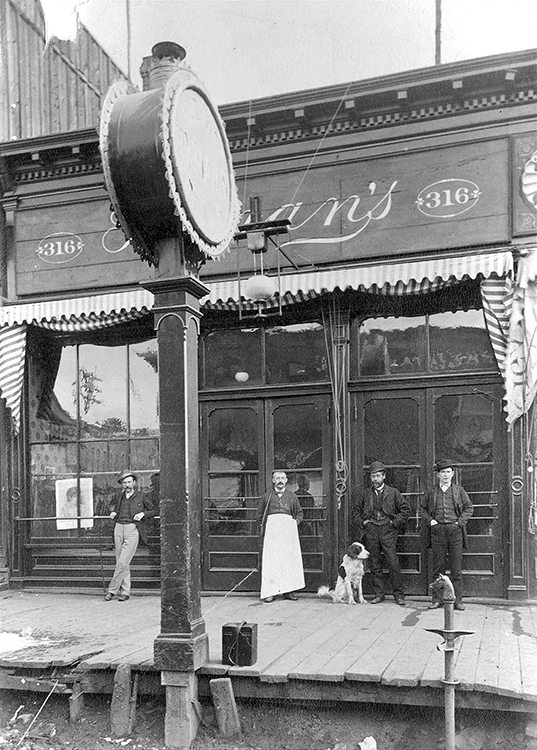 Exterior view of Hyman’s Club Rooms at 316 Harrison Avenue, likely in 1884. This was a popular hangout for many a rowdy patron during his leisure hours, including the notorious Doc Holliday.