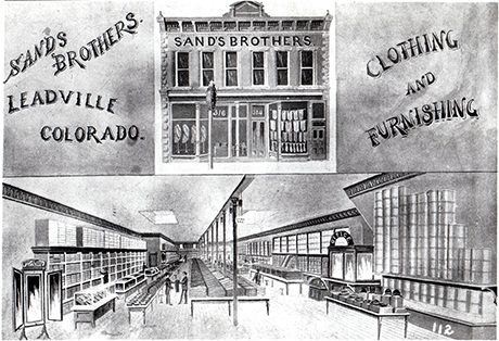 Advertising card for Sands Brothers Clothing & Furnishing, circa 1890.